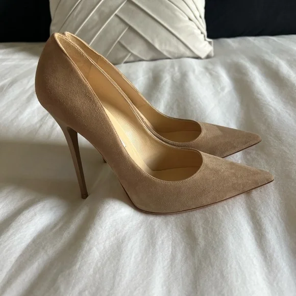 Jimmy Choo Tan Suede Romy Pumps - Picture 4 of 10